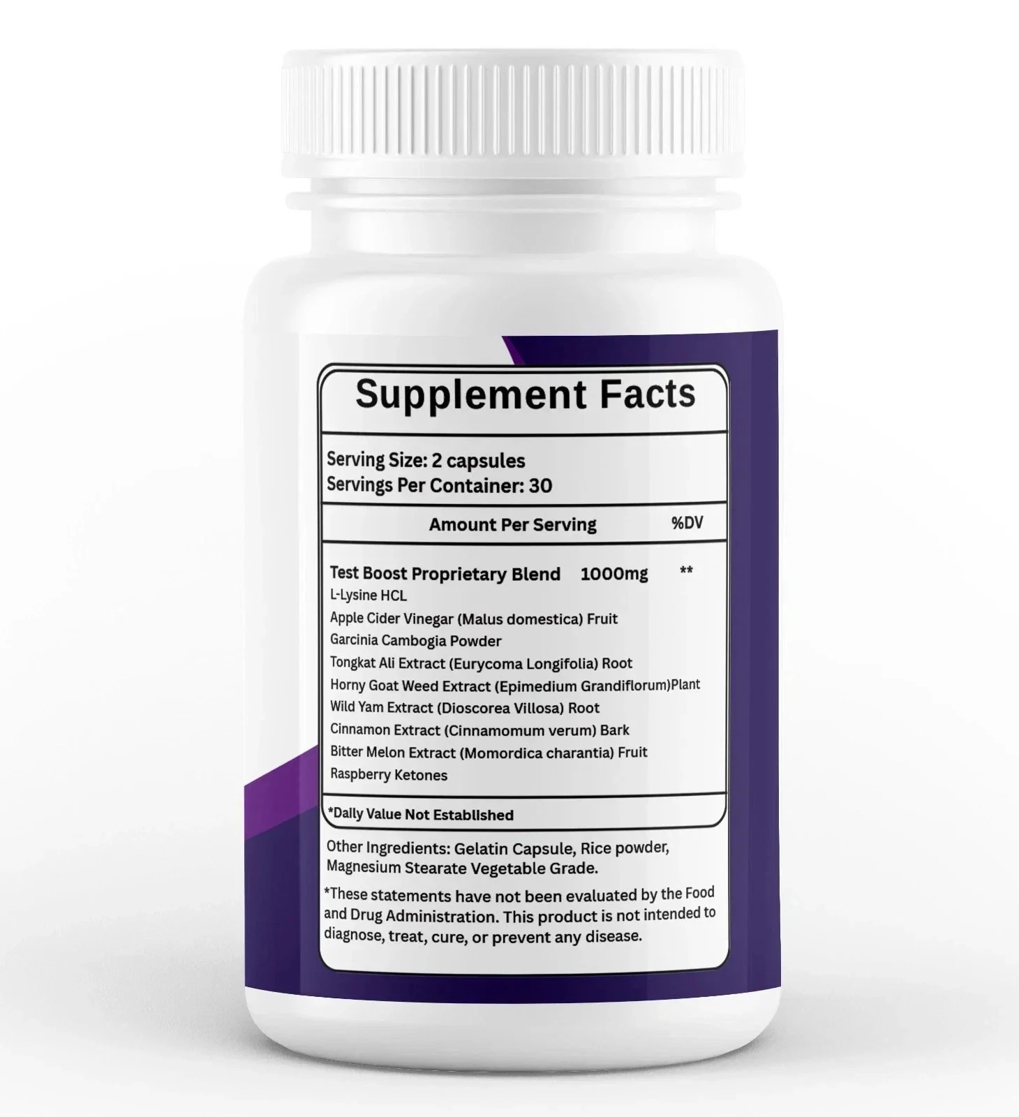 The Nervelin Supplement Facts panel photographed from the bottle